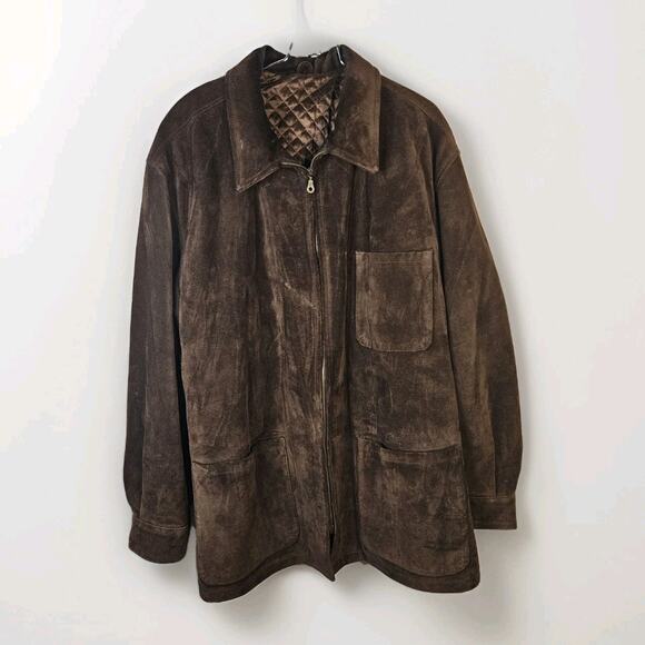 VTG Mens Metropolitan View Heavyweight Suede Jacket Car Coat 54 2XL Italy Made - Picture 1 of 9